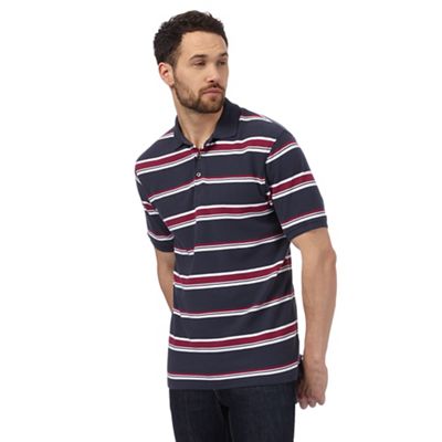 Big and tall dark blue striped polo shirt